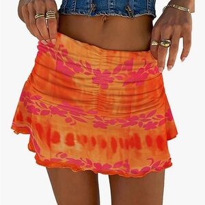 Vibrant Orange and Pink Women's Skirt